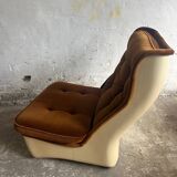 Canapé modulable 4 places Airborne années 1970 — Coussins en velours marron et coque en ABS crème