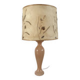 Pink alabaster lamp and dried flower lampshade 1970