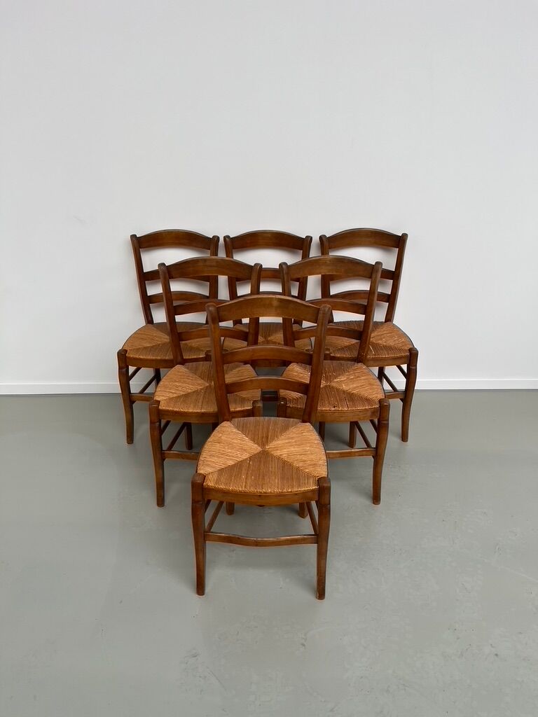 6 50s straw chairs