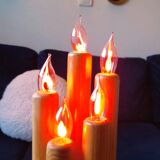 Vintage Swedish pine electric candelabra, 70s/80s