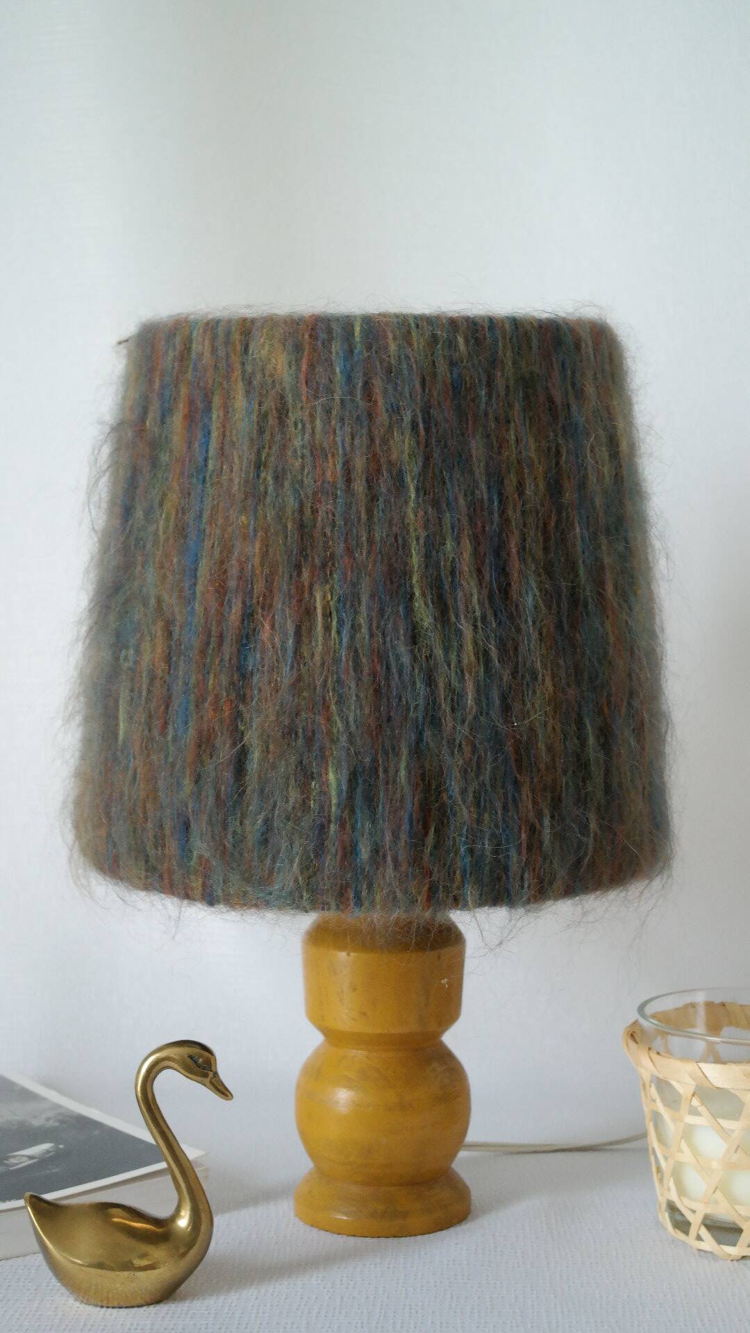 Vintage handmade wool hat lamp