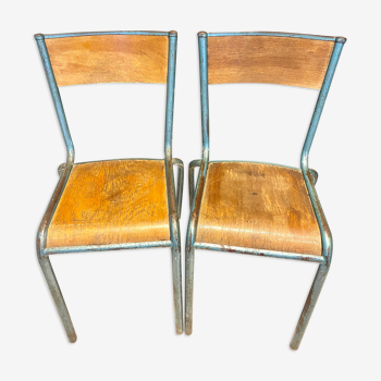 Paire de chaises d'école vintage