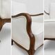 Classic Italian Armchairs with White Upholstery, 1920s, Set of 2