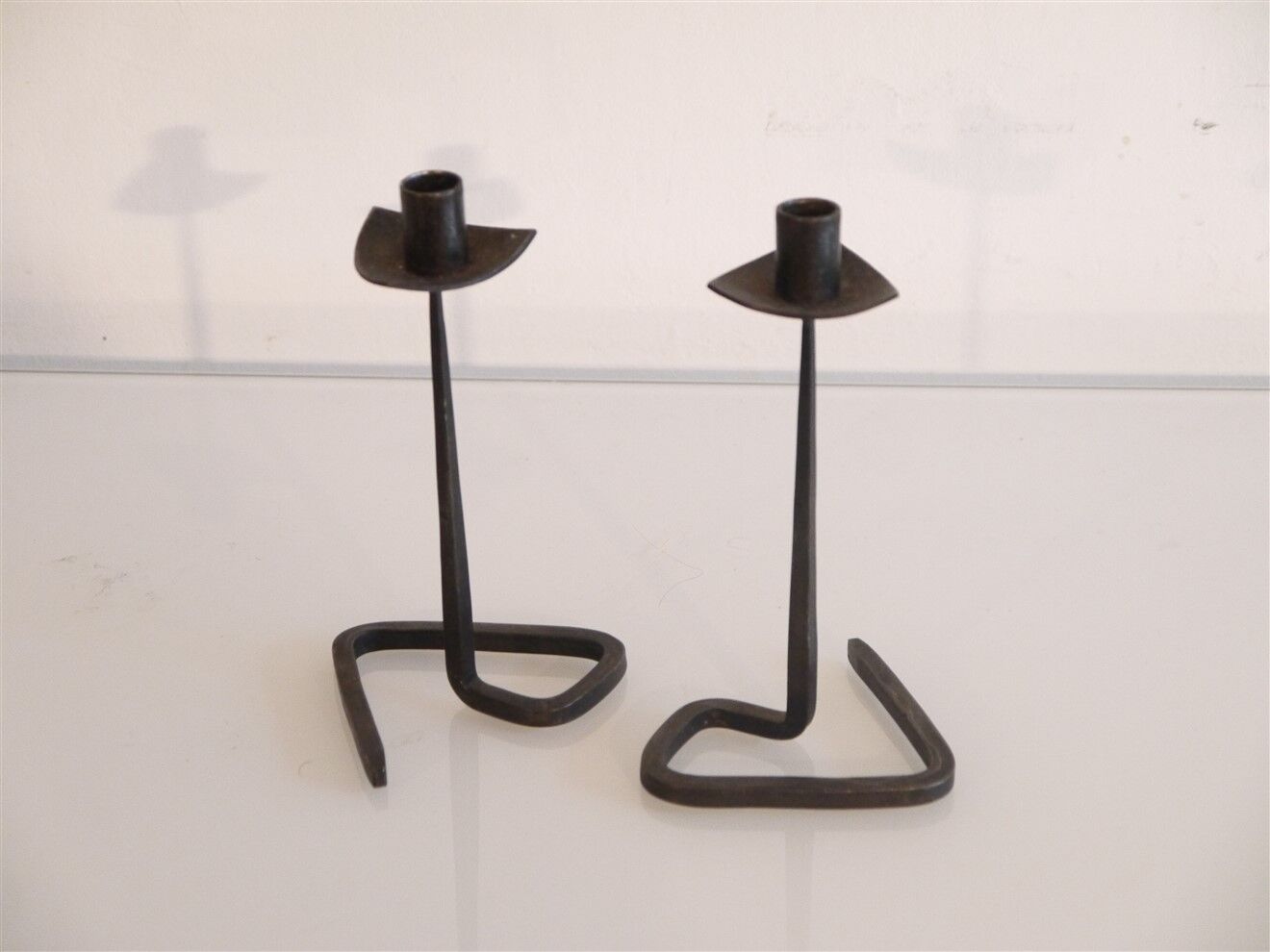 Pair of wrought iron candle holders 1960