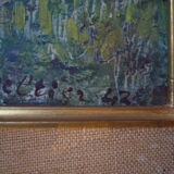 Painting, dark seaside landscape, oil on cardboard attributed to Pierre Peltier, 1943