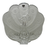 Assiette, Peakcock, verre de cristal, Lars Hellsten, Orrefors, Suède, 1970