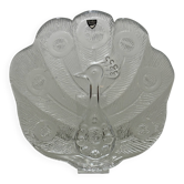 Plate, Peakcock, crystal glass, Lars Hellsten, Orrefors, Sweden, 1970