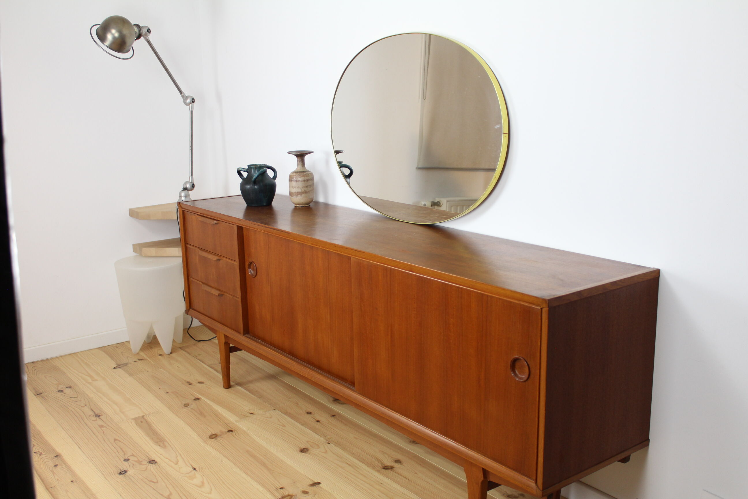 Mirror oval gilded brass hooping 92x64cm, mid century