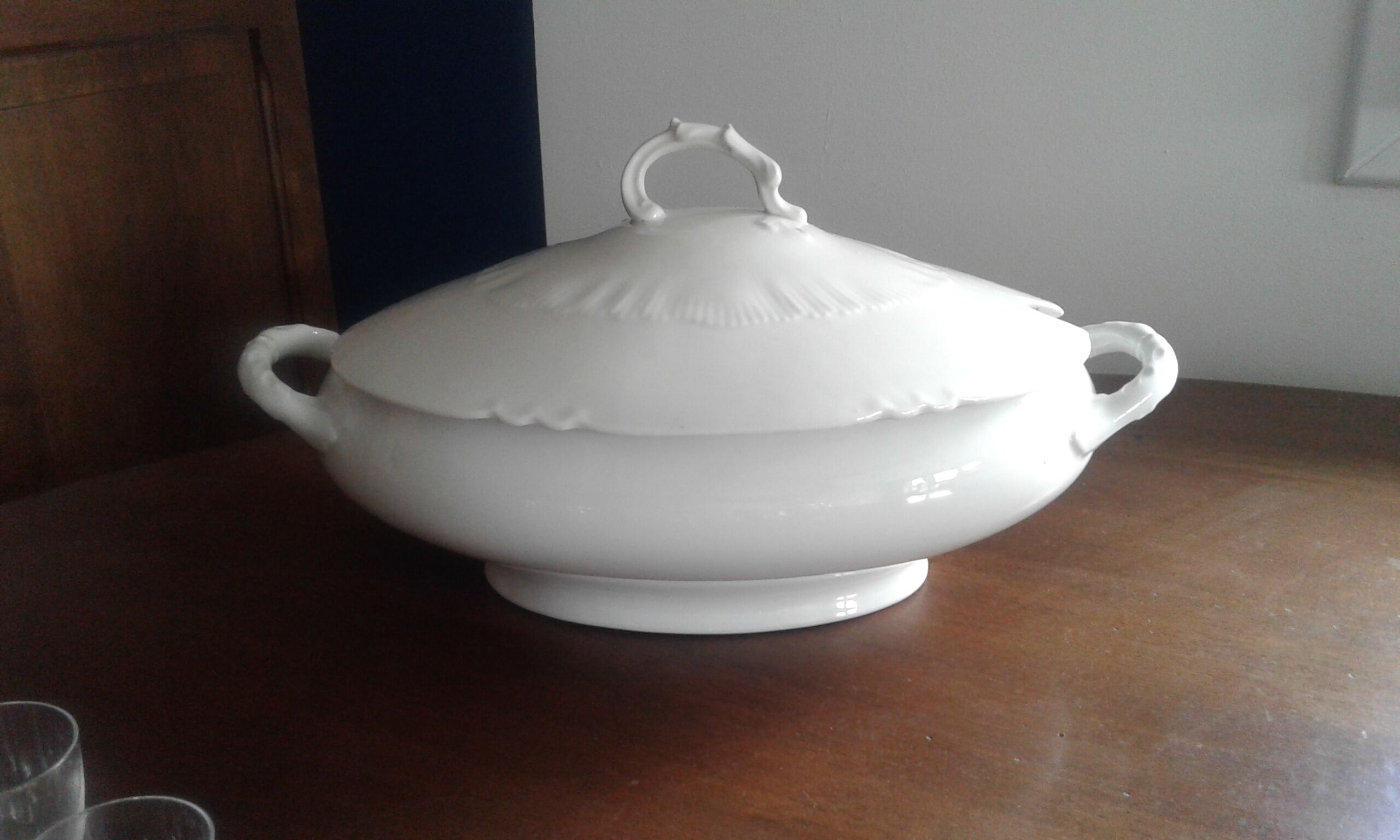 oval soupiere .limoges porcelain. white