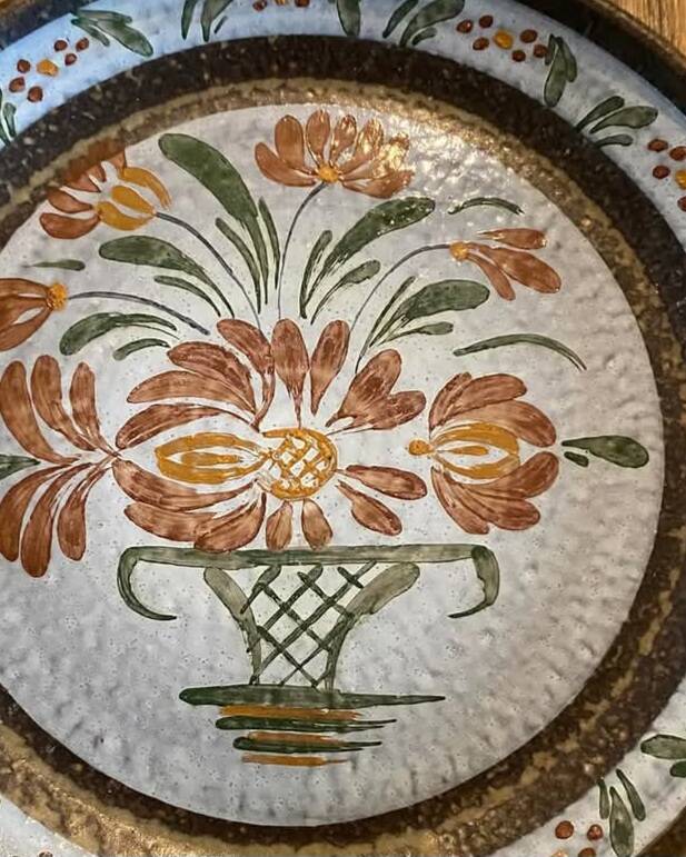 Stoneware dinner plate stamped Keraluc Quimper MPB