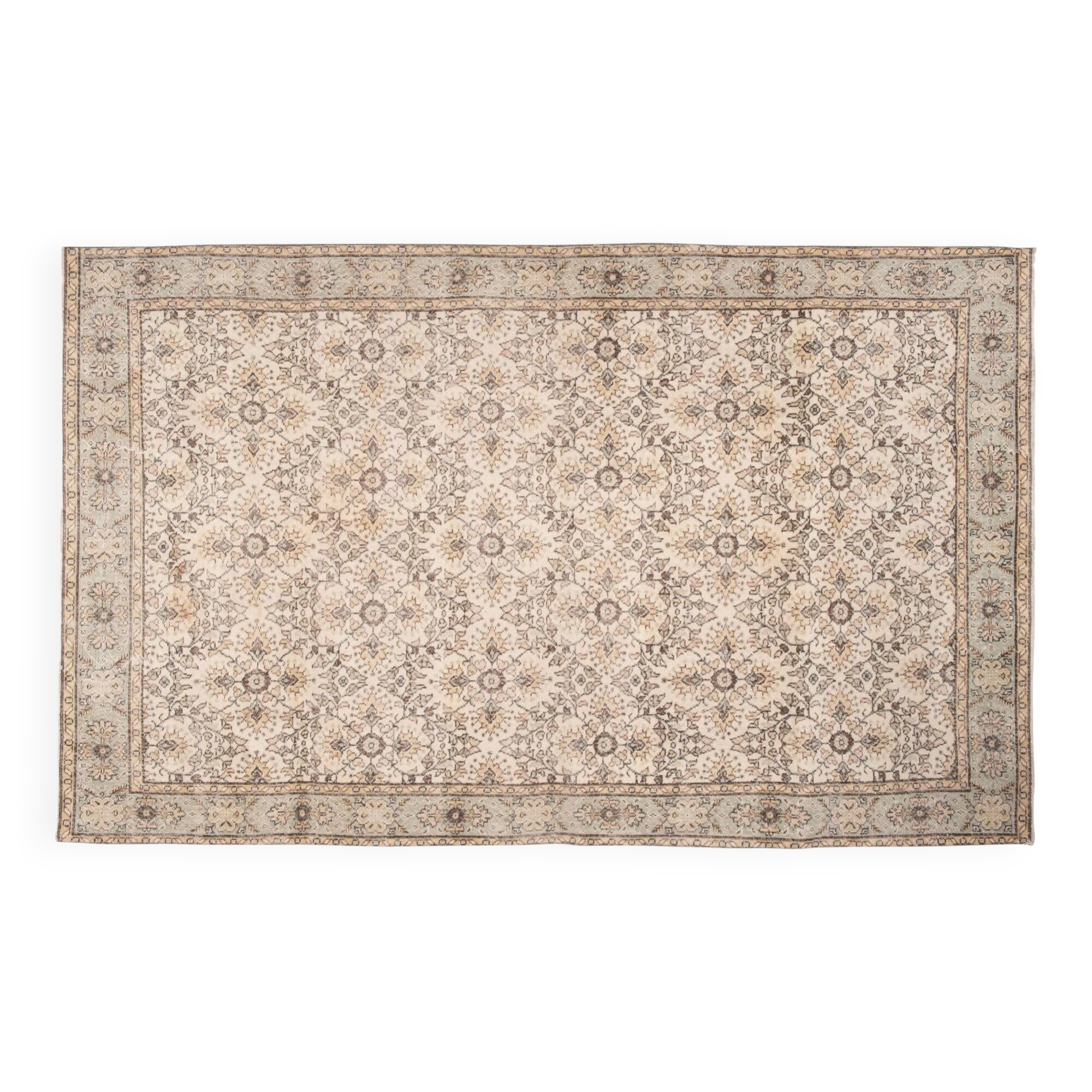 Vintage Turkish Oushak rug 201x326 cm