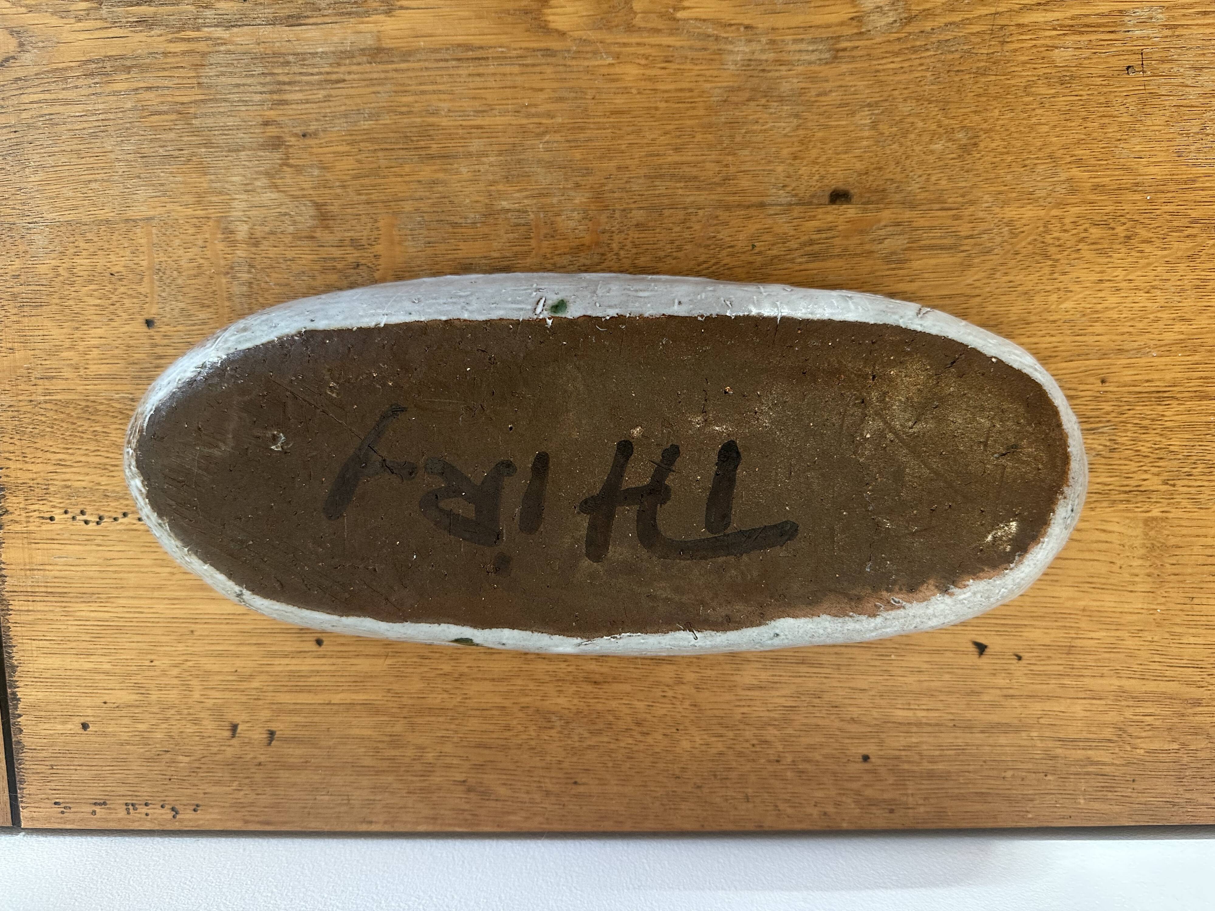 Unique ceramic plate with fish decoration - signed Albert Thiry