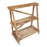 Étagère à plantes en bois de pin ancien