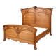 Double bed from the Art Nouveau period – Carved mahogany – Relief flowers