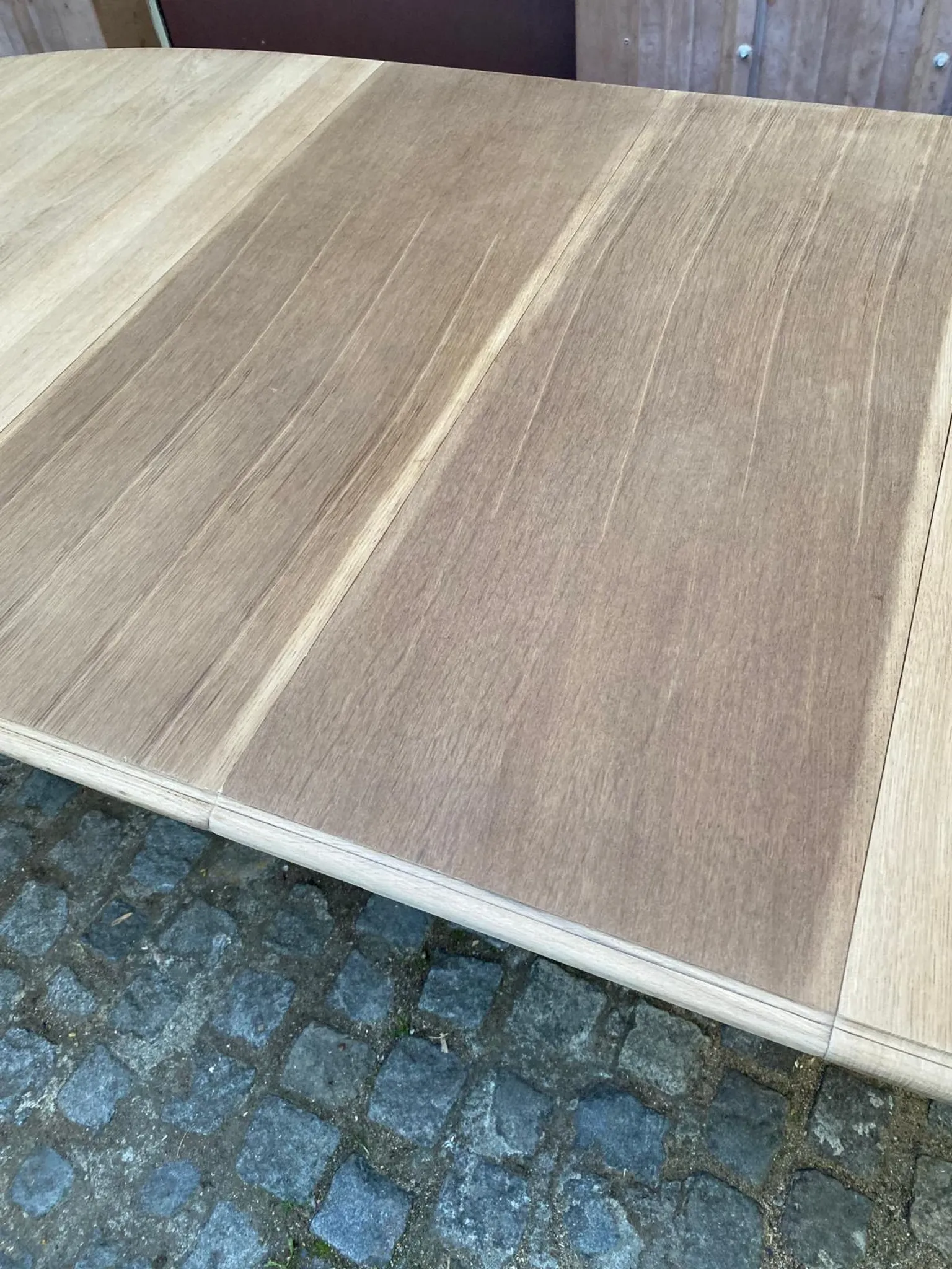 Louis XV oval extendable dining table stripped in solid oak 260cm 1970