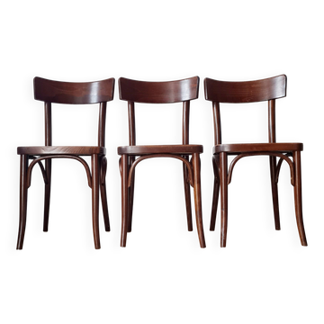Set of 3 antique wooden bistro chairs