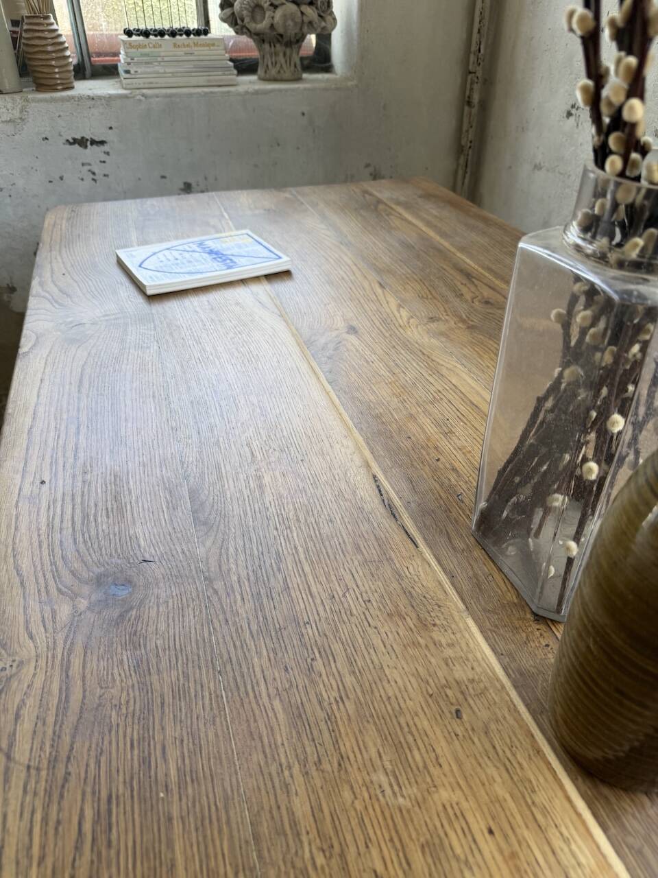 Table de ferme chêne pieds fuseaux 1950
