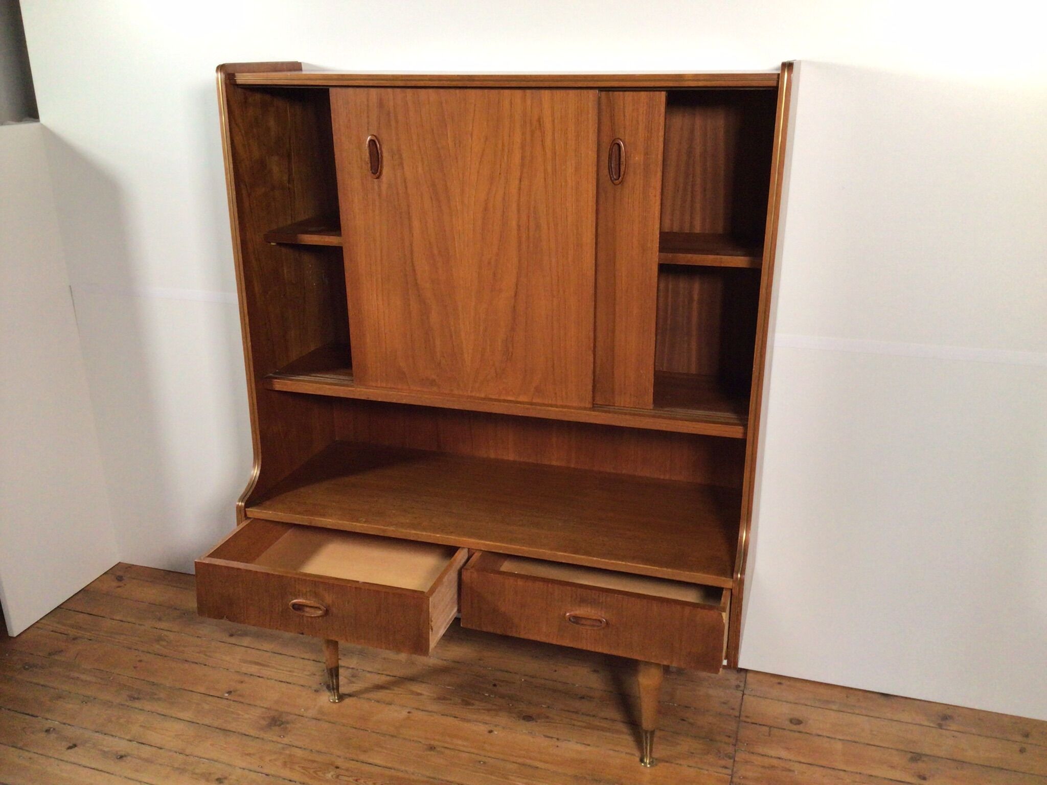 vintage sideboard with drawers and sliding doors