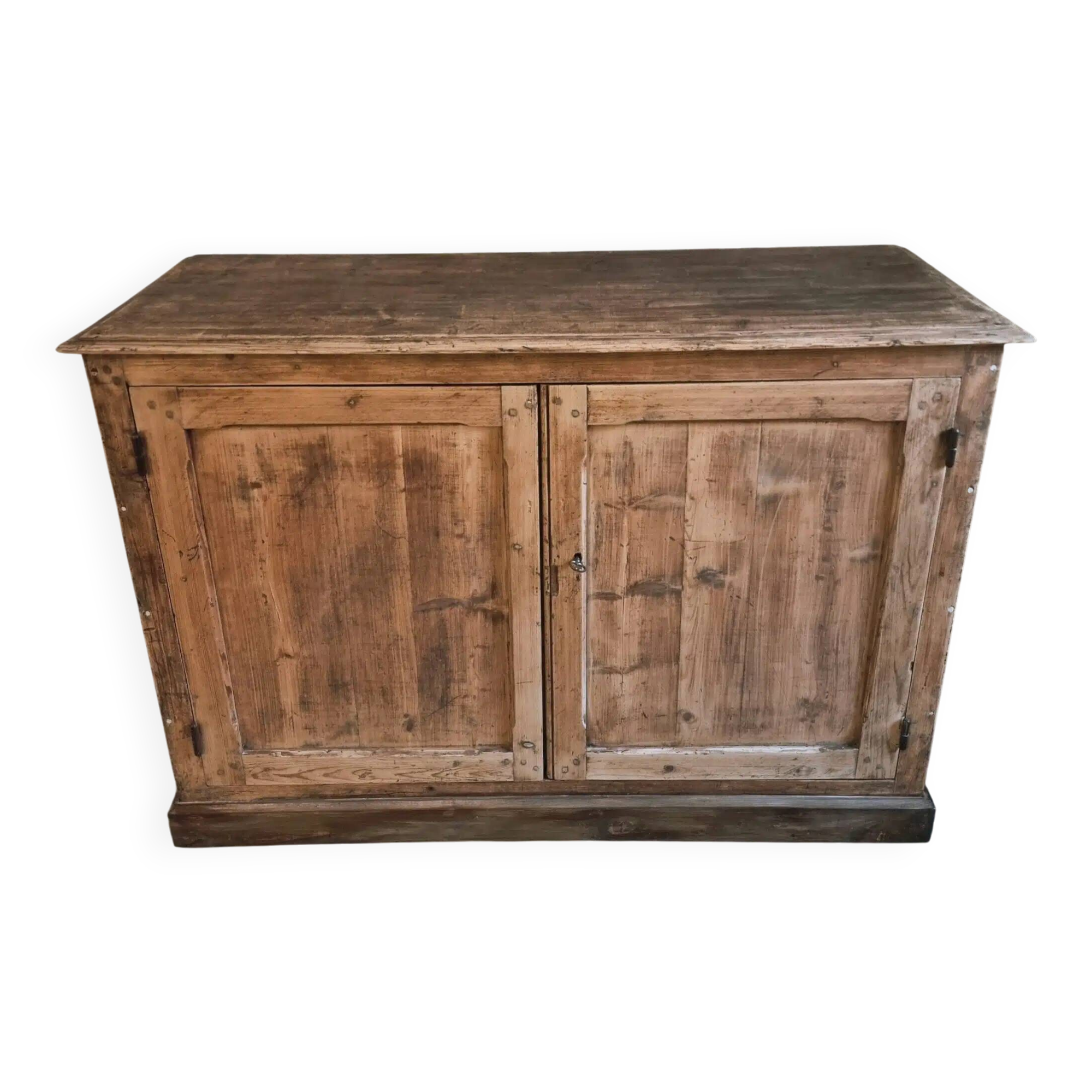 Antique French work cabinet in pine with two doors – rustic country style