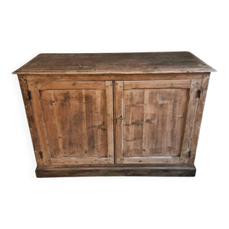 Armoire de travail ancienne française en pin à deux portes – style campagne rustique