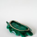 Large earthenware catchall, "Leaf" model, green, design, 1970.