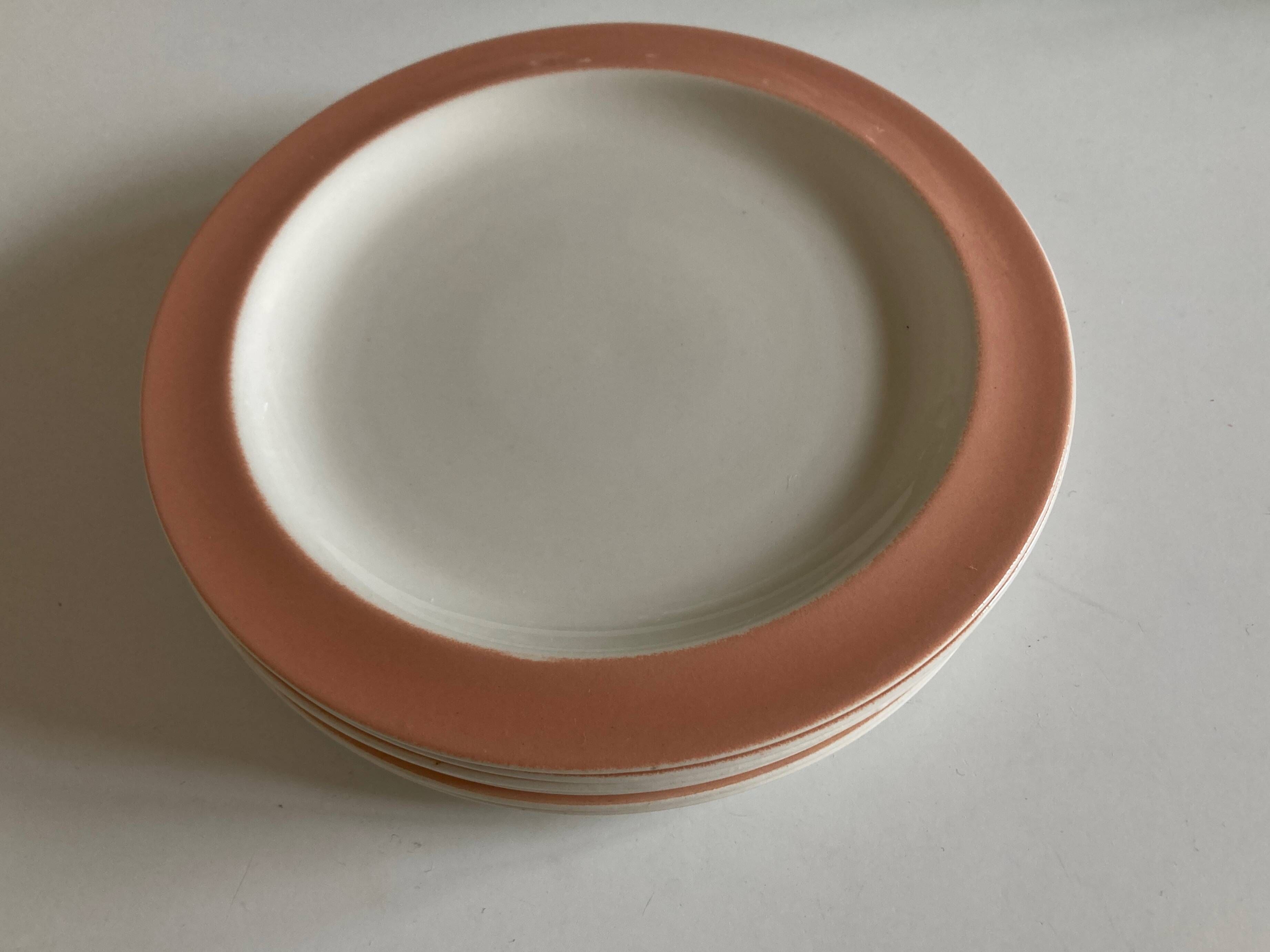 Set of 6 flat plates 1958 mid century Boch Frères Keralux Belgium