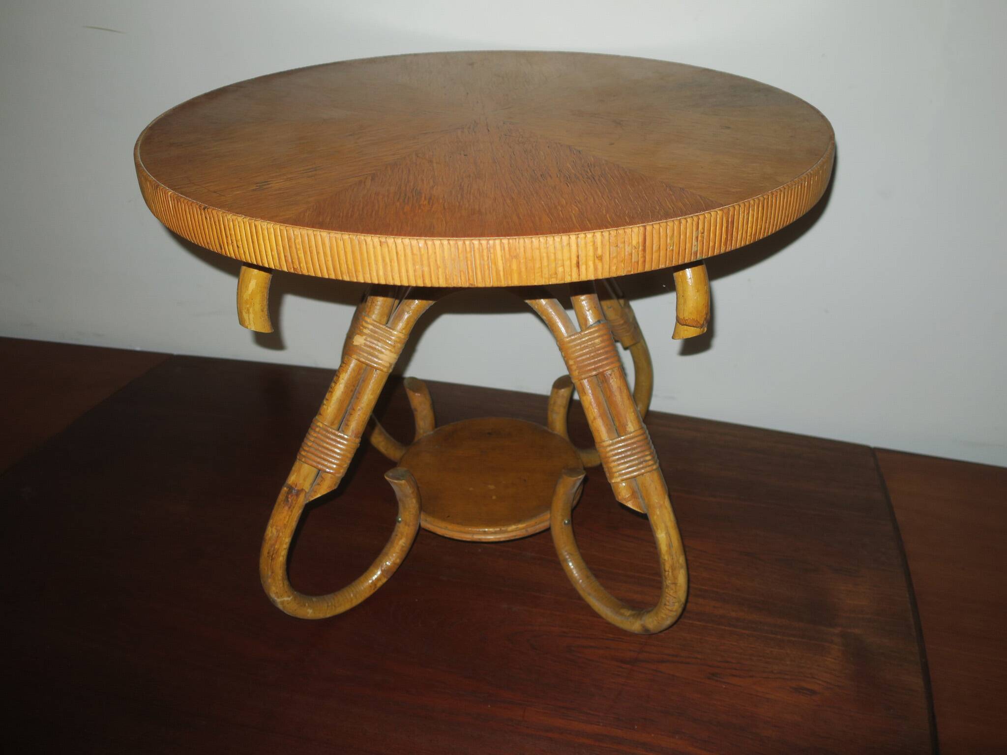 Circular bamboo coffee table, 1960s