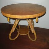 Table basse circulaire en bambou, années 1960