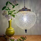 Vintage diamond-point glass globe pendant light