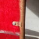 Pair of folding chairs in vintage red moumoute