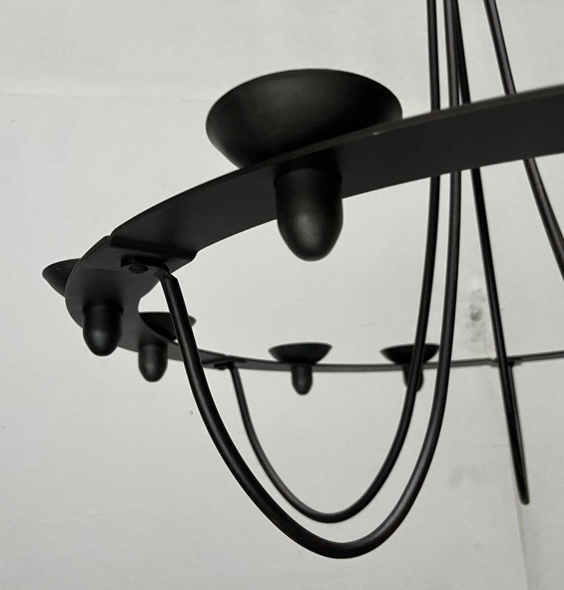 Vintage wrought iron candlestick chandelier by Ehlén Johansson for Ikea, 1990s.
