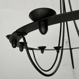 Vintage wrought iron candlestick chandelier by Ehlén Johansson for Ikea, 1990s.