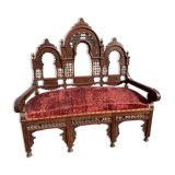 Old carved wooden bench