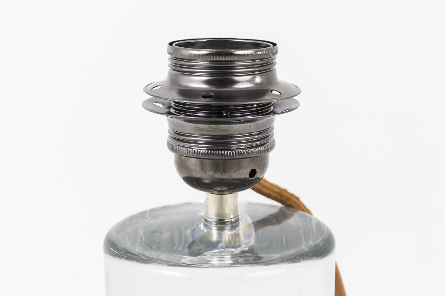 Daum France, cylindrical bubble glass lamp, circa 1975