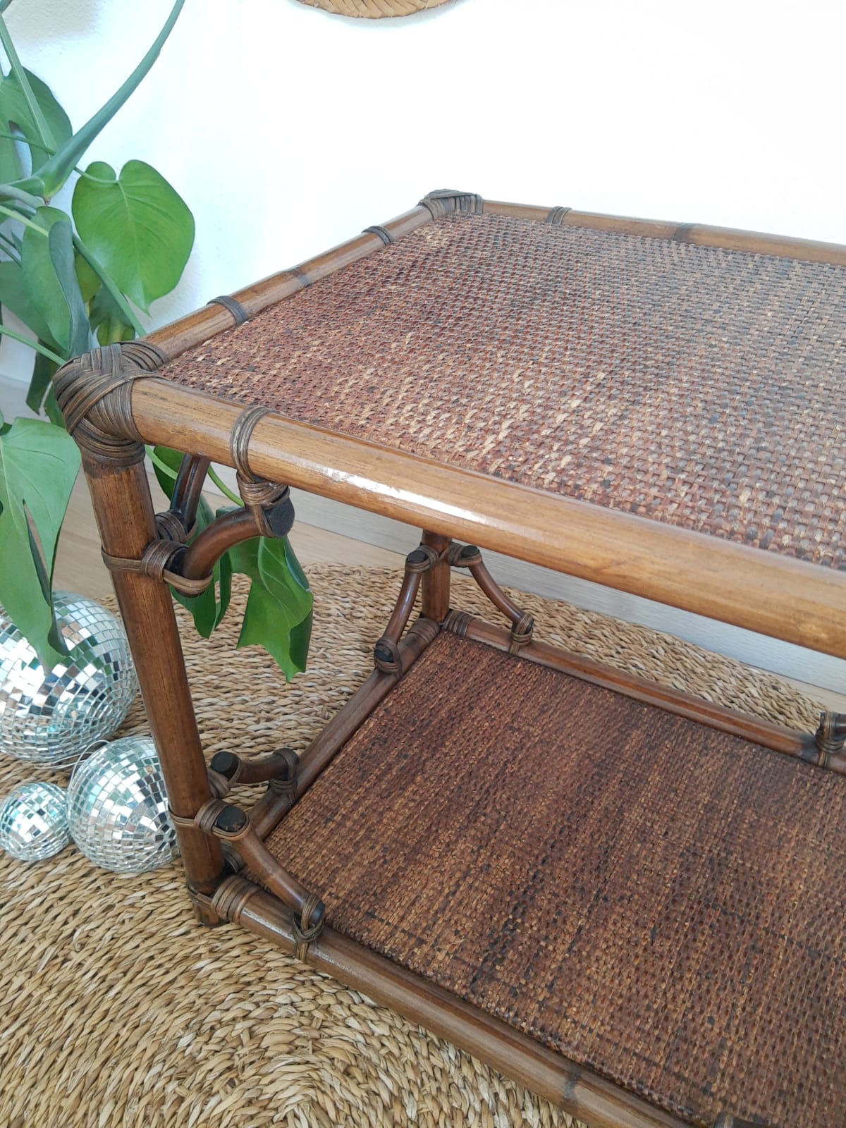 Vintage rattan side table