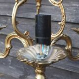 Vintage French Cage Chandelier: Bronze & Brass 3-Branch Ceiling Light