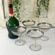 Etched silver rim cocktail coupe glasses set mid century barware