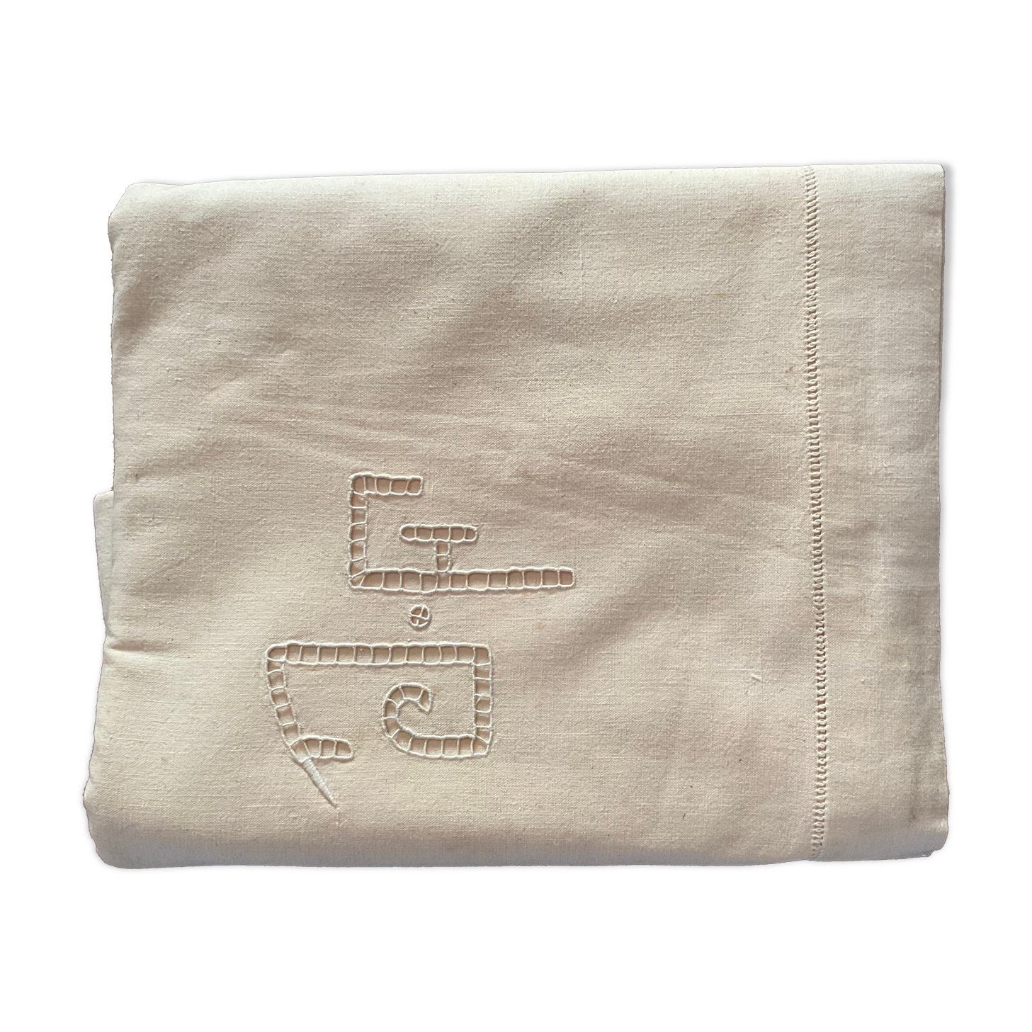 Old embroidered sheet monogram