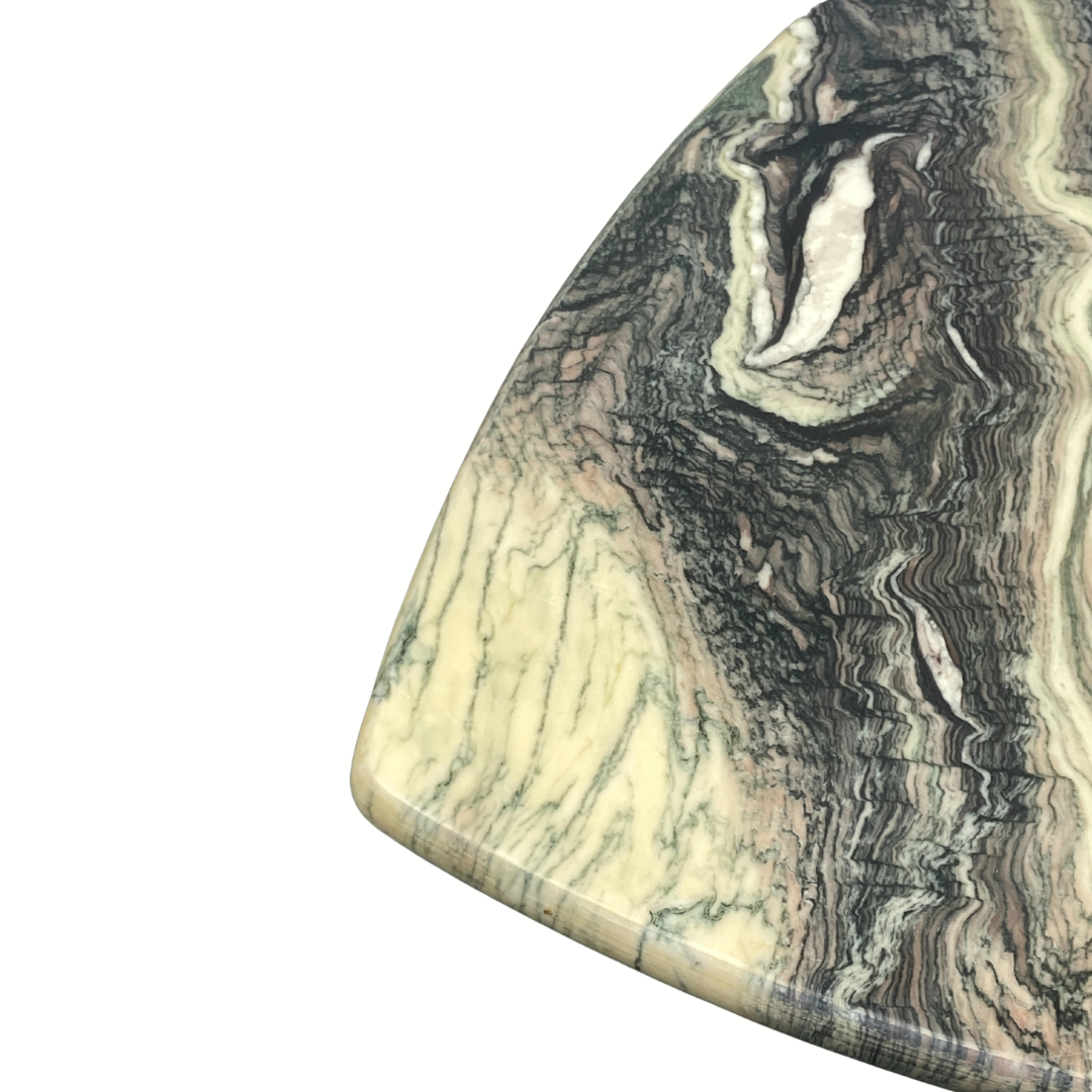 Cipollino marble kidney oval side table, Italy