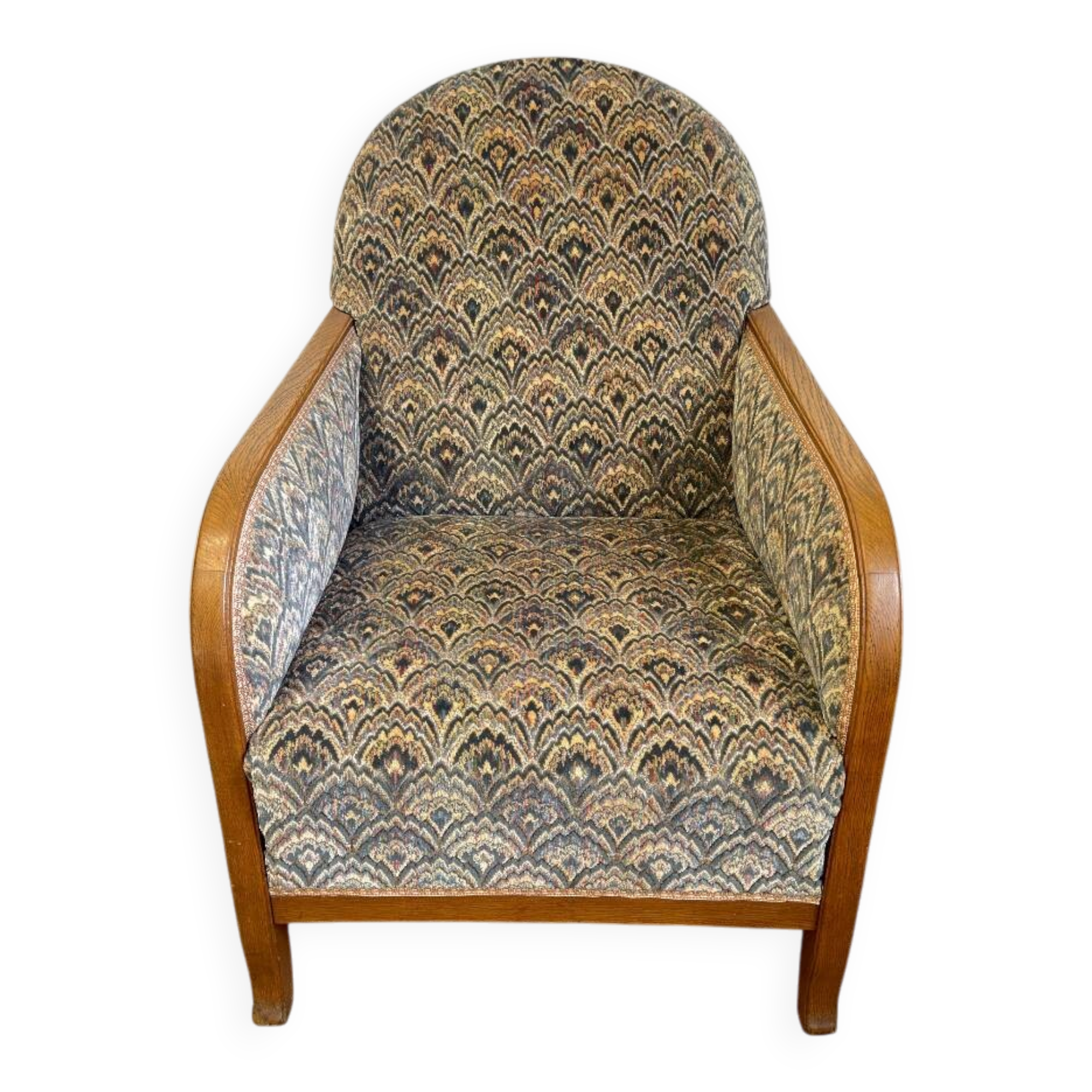 Vintage Art Deco club chair in curved wood