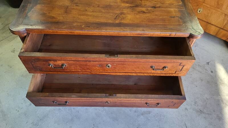 LOUIS XVI COMMODE WITH 2 DRAWERS IN SOLID WALNUT FROM THE 19TH CENTURY