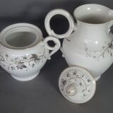 Ancien service à café 8 pcs porcelaine décor peint de pampres vers 1900