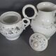 Old coffee set 8 pcs porcelain decoration painted with grapefruit around 1900