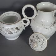 Old coffee set 8 pcs porcelain decoration painted with grapefruit around 1900