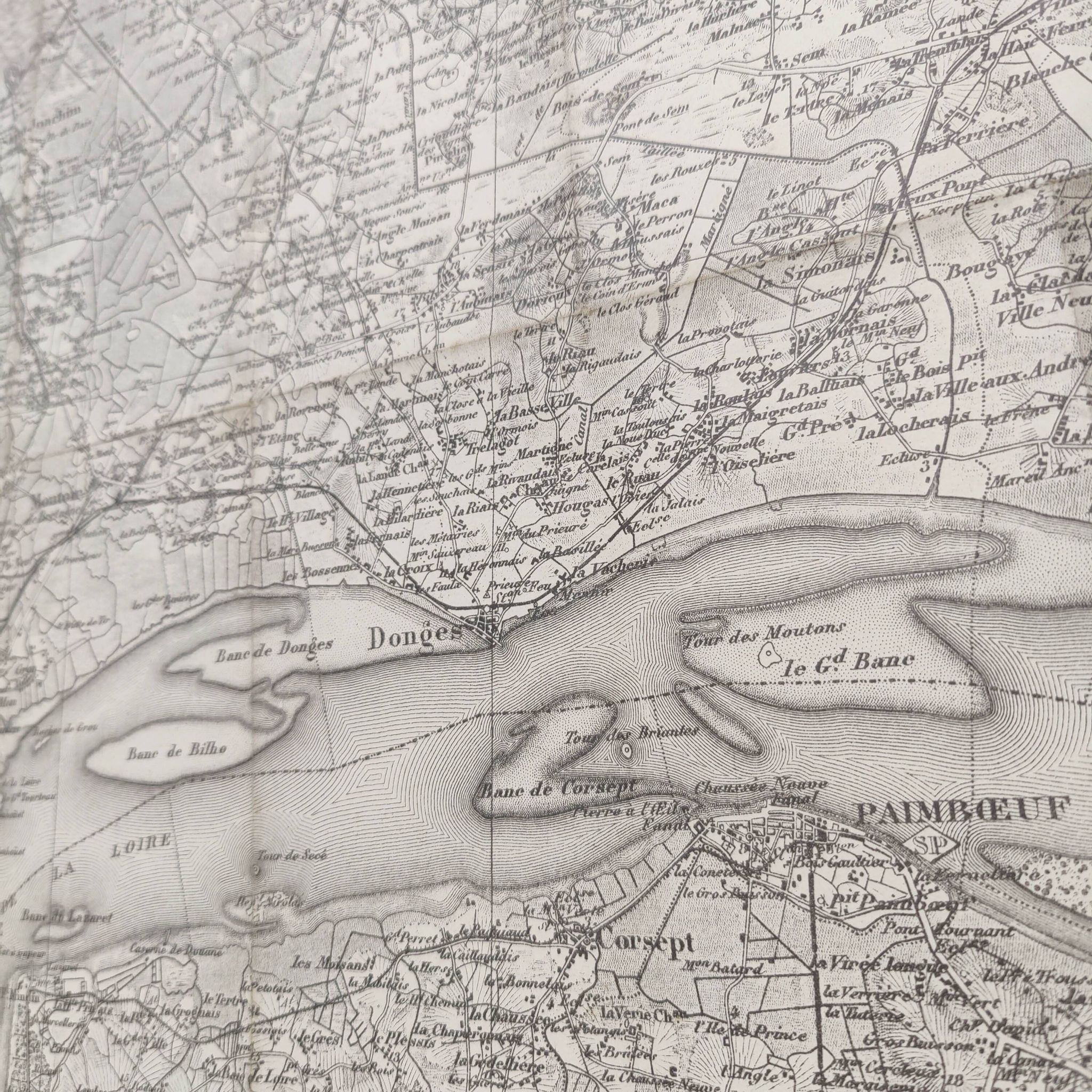 Carte ancienne estuaire Loire St Nazaire fin XIXème