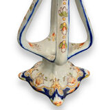 Pair of bougeoirs in rouen earthenware