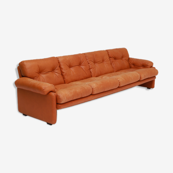 Tobia Scarpa 4 seat Cognac leather sofa B&B Italia