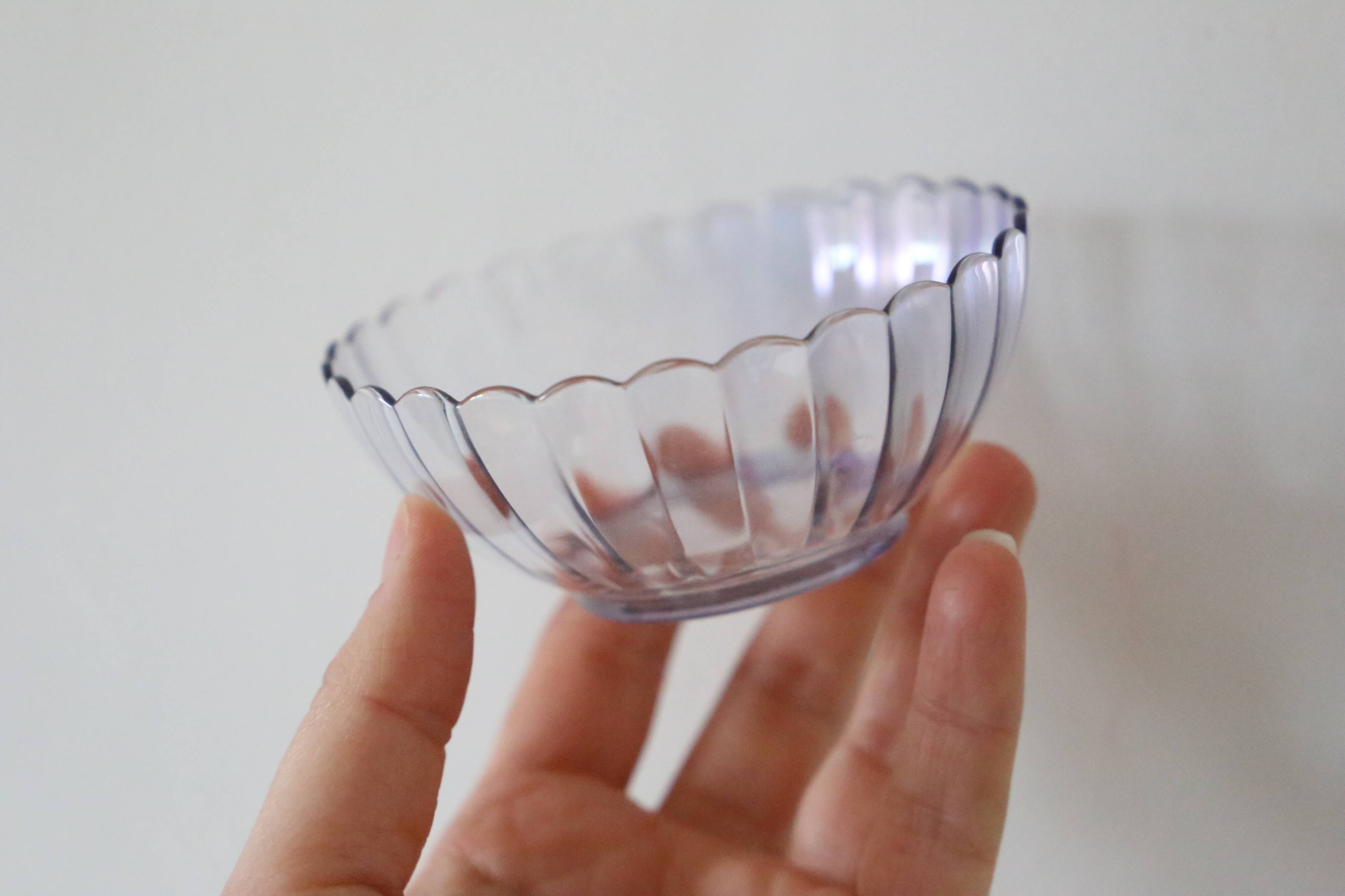 Set of 8 small bowls in pink, green and blue glass Rosaline, Arcoroc, vintage French, vintage