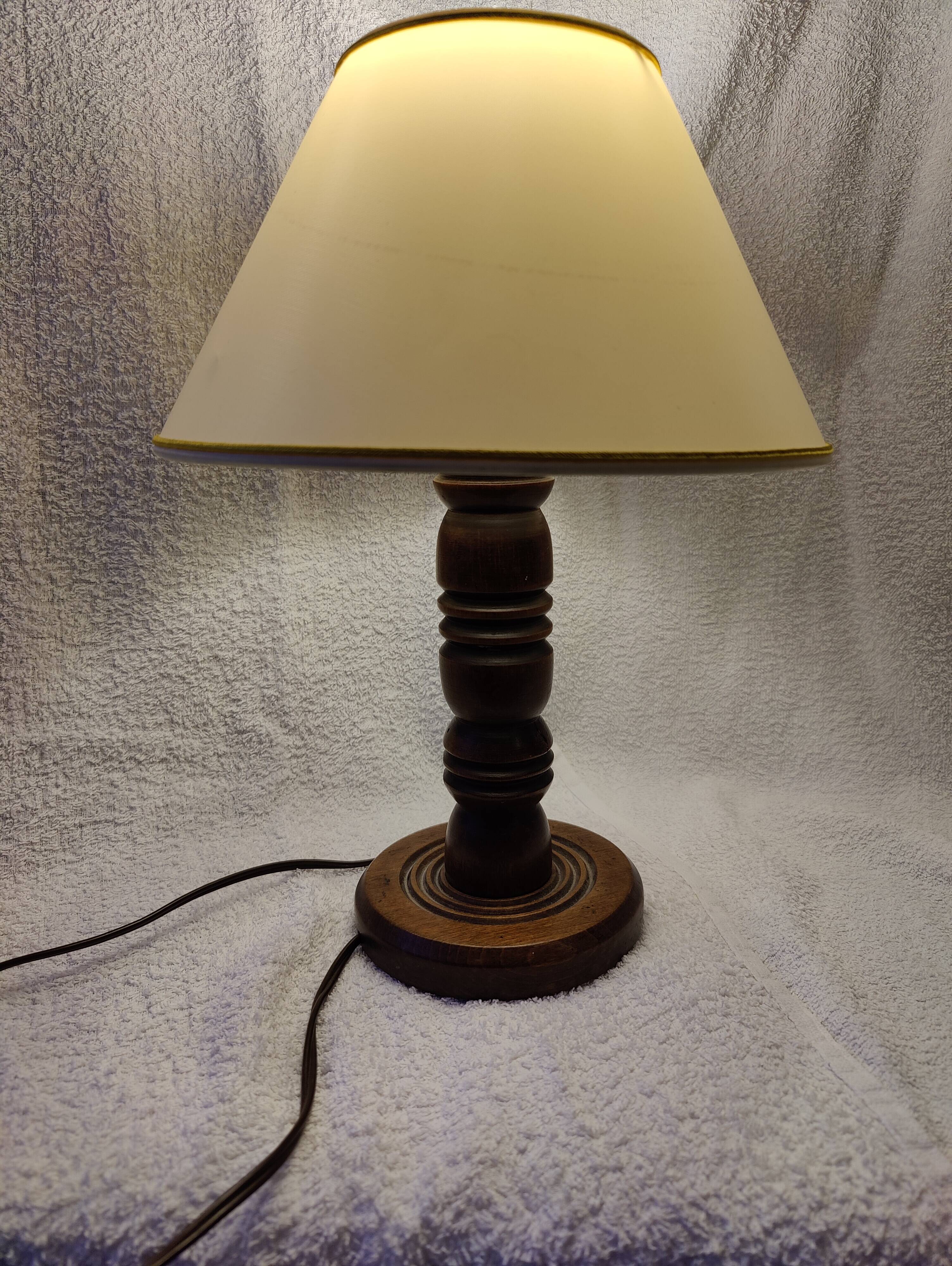 Basque style turned wood bedside lamp Charles Dudouyt taste