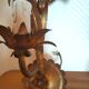 Pair of lily flower sconces in gilded metal design 60s